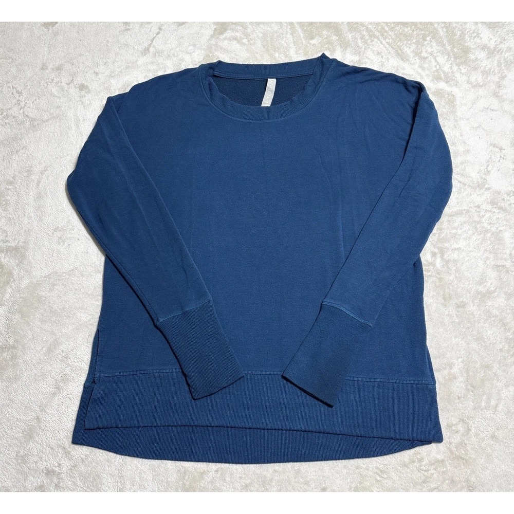 Athleta Sweatshirt Womens XS Blue Coastal Luxe Oversize Thumb Holes Athleisure